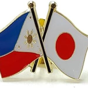 Pin Badge Friendship Flag Japan x Philippines Pin Batch Souvenir Japanese Style Japan Gift Tourism Local Old Fashioned Traditional Folk Art Travel, Credible Gold