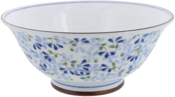 EAST Table yex-031-7 Lightweight Ramen Bowl Diameter 7.6 x Height 3.3 inches (19.2 x 8.4 cm), Small Blue Flowers, Made in Japan, Microwave Safe, Dishwasher Safe