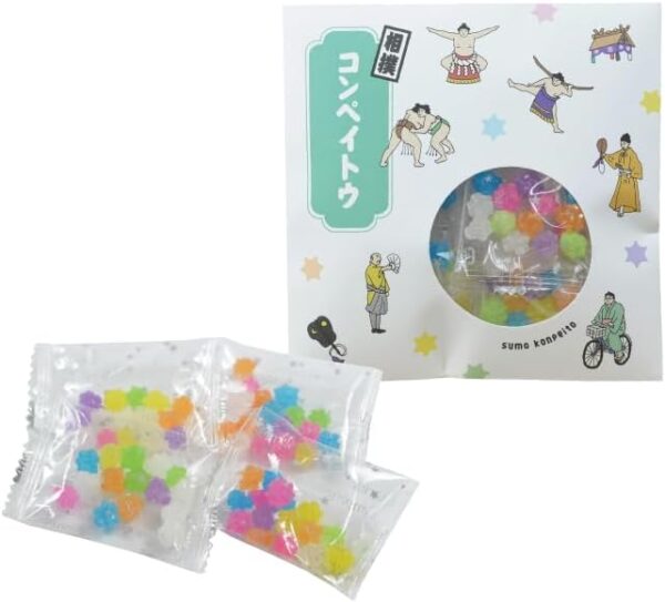 Sumo Competito, 0.2 oz (6 g) x 4, Konpeito, Individual Packaging, Petite Gift, Sumo Souvenir, Sumo Goods, Souvenir, Sumo Goods, Souvenir, For Giving Out, Japanese Souvenir, Thank You, Greetings, White