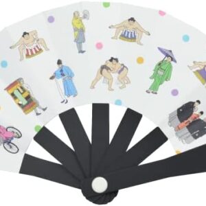 Irodori Paper Sumo Paper Fan, Fashionable, Summer Fan, Economic, Petite Gift, Souvenir, Present, Sumo Wrestling, Cute, Made in Japan