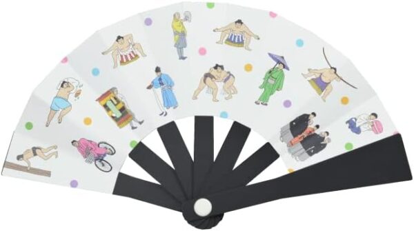 Irodori Paper Sumo Paper Fan, Fashionable, Summer Fan, Economic, Petite Gift, Souvenir, Present, Sumo Wrestling, Cute, Made in Japan