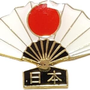 Japanese flag and fan pin badge