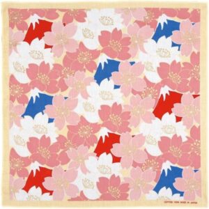 Yamamoto Hitoto Shoten Japan BANDANA Fuji and Cherry Blossom [1939] Made in Japan Japanese Pattern Inbound Souvenir