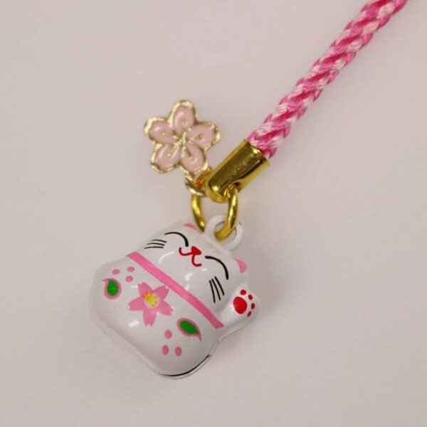 Matsumi Kogei Nettsuke, Made in Japan, 0.6 x 0.6 x 3.5 inches (1.5 x 1.5 x 9 cm), Cherry Blossom Cat Bell - Image 2