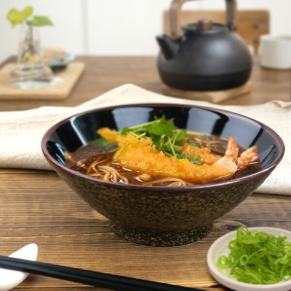 K's Kitchen Outlet Donburi 33.4 fl oz (950 cc) Buckwheat Bowl with Soba Udon, Regular Size, Ramen, Pot, Black, Stylish, Made in Japan, Mino Ware, Rice Bowl, Japanese Cutlery, Classic, Commercial Use - Image 2