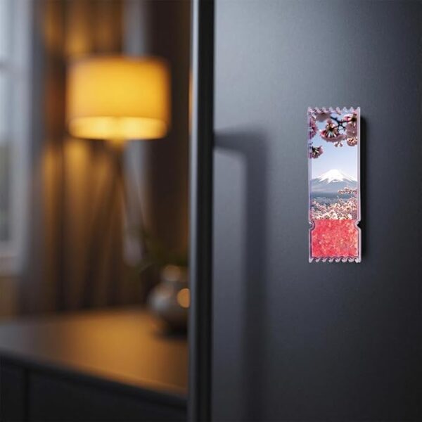 XIOUDO Mt. Fuji x Cherry Blossom Moving Sand Art Magnet, For Refrigerators, Stylish Interior Decoration, Japanese Design, Japanese Souvenir, Gifts, Artisan's Supervision, Cherry Blossom Dancing Magnet - Image 5