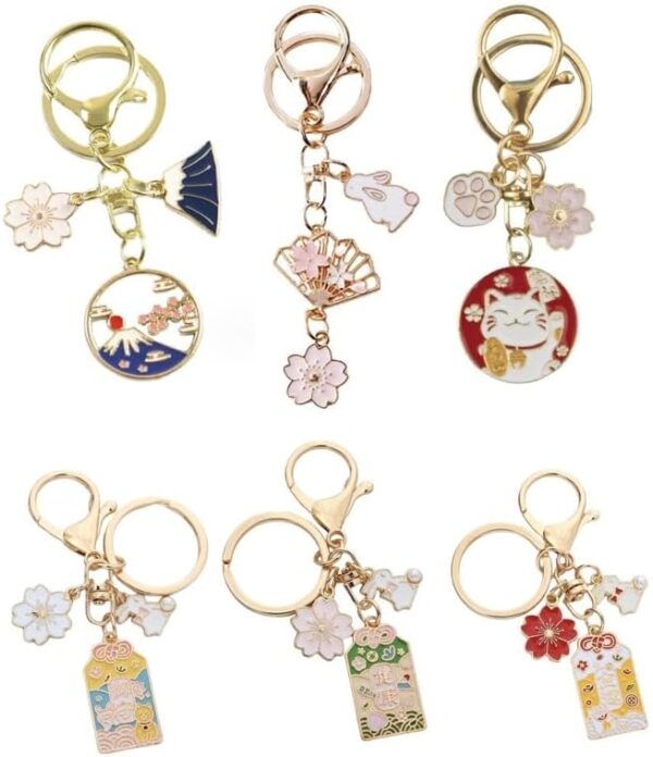 Mount Fuji, Cherry Blossom, Maneki-neko, Lucky Cat, Charm Keychain - Image 5