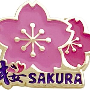Japanese Style Pattern Pin Badge, Japanese Souvenir, Large Pin Badge, Cherry Blossom, Japanese Pattern, Pin Batch, 1.2 x 1.0 inches (3 x 2.5 cm), Includes Safety Clasp, Cherry Blossoms, Japanese