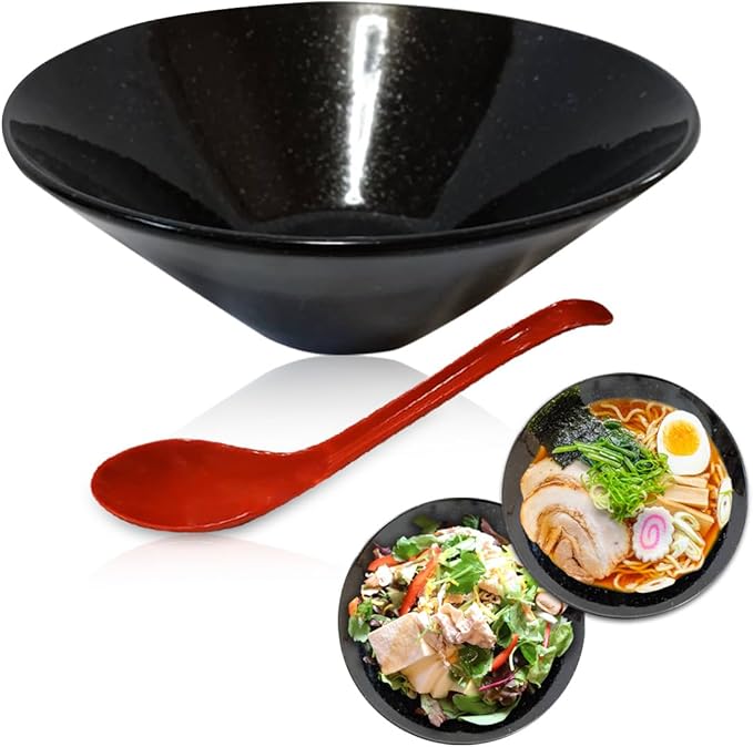 MMmall Ramen Bowl, Ramen Bowl, Salad Bowl, Made in Japan, 33.1 fl oz (1,100 ml), Comes with Long Astragus that Won't Sink to the Bottom (Single Item)