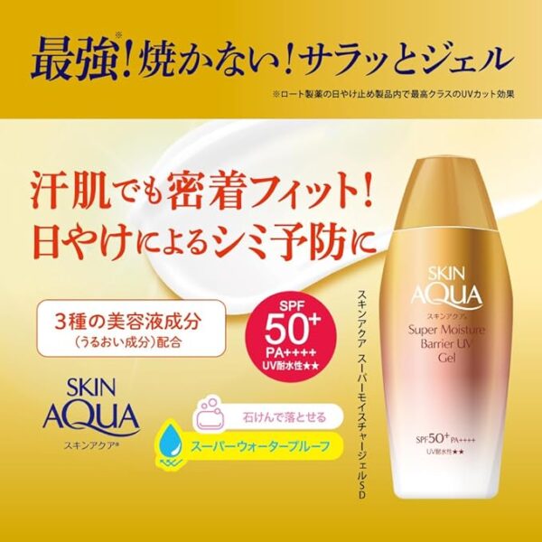 SKIN AQUA Super Moisture Barrier UV Gel, 3.5 oz (100 g) (Formulated with Hyaluronic Acid, Adhesion Fit UV, SPF 50+, PA++++, Water Resistant, Super Waterproof) - Image 2