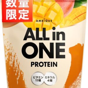 Ambique All-in-One Protein, Whey, Mango Flavor, 11 Vitamins Blended, 4 Types of Minerals, 2.2 lbs (1 kg) (Mango, 2.2 lbs (1 kg) x 1 Piece)