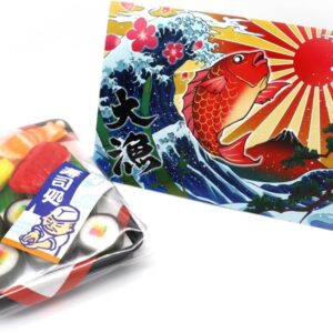 Sushi Candy, 5-Tray Set, with Tairyo-Hata (Large Fishing Flag) and Postcard, by Takara Seika