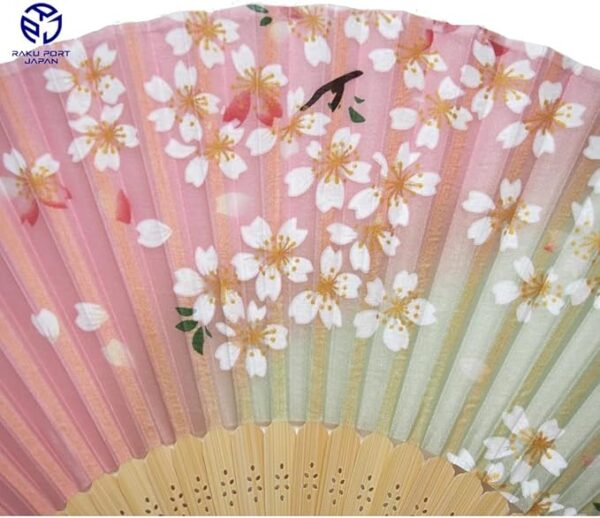 Asahio 121005 Hand Fan, Flowy Cherry Blossom (Pink), 8.3 inches (21 cm), 30 Rooms, Women's, Women's, Silk Folding Fan, Handmade, RPJ Set - Image 3