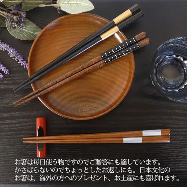 Chopsticks for Men, Dishwasher-safe, Wooden, 9.4 inches (24 cm), 1.5 inches (24 cm), 1 Half Silver Point, 1 Half Octagonal, Chopsticks, Thick, Stylish, Made in Japan, Popular, 1 Pair, Non-slip, - Image 6