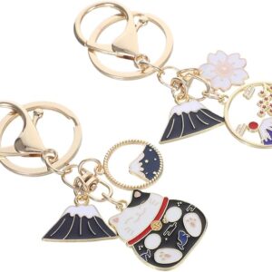 WOFASHPURET 2 Pcs Japan Souvenir Key Chain Cherry Blossom and Mt. Fuji Bag Charm for Women