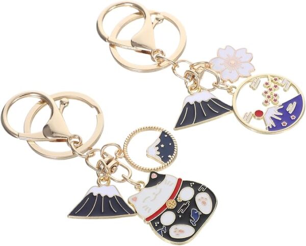 WOFASHPURET 2 Pcs Japan Souvenir Key Chain Cherry Blossom and Mt. Fuji Bag Charm for Women