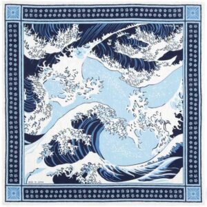 Yamamoto Hitoto Shoten Japan BANDANA The Great Wave Tsunami [1941] Made in Japan Inbound Souvenir
