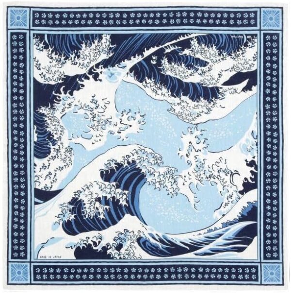 Yamamoto Hitoto Shoten Japan BANDANA The Great Wave Tsunami [1941] Made in Japan Inbound Souvenir
