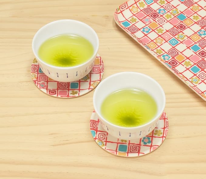 Tatsukraft Yuzen Washi Coaster Plum Cherry Blossom Lattice Set of 2 Dishwasher-Safe Coasters Stylish Plastic Japanese Modern Japanese Pattern Yuzen Washi Kyoto Yuzen Paper Japanese Style Interior Tea - Image 3