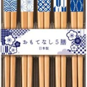 SUNLIFE Chopsticks Set of 5 Pairs for Guests 8.9 inches (22.5 cm) Auspicious Texture/Individual Pattern, Made in Japan, Anti-Slip, Japanese Pattern, A Auspicious Letter