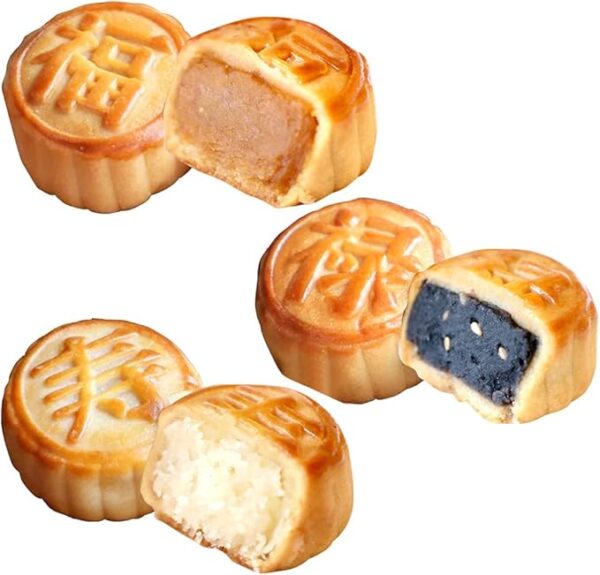 RIMTAE Mooncake, Sweets, Mini Moon Cake, Set of 3 Types, 1 Box, Individual Packaging, Order, Souvenir, Trial, Petite Gift, Lotus, Black Sesame, Coconut