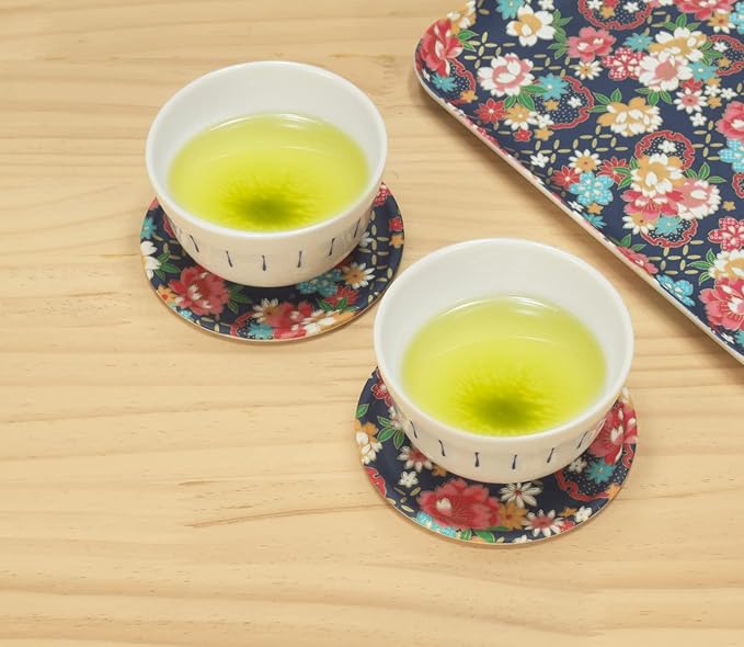 Tatsukraft Yuzen Washi Coaster Cherry Blossom Peony Pattern Set of 2 Dishwasher-Safe Coasters Stylish Plastic Japanese Modern Japanese Pattern Yuzen Washi Kyo Yuzen Paper Japanese Style Interior Tea - Image 3