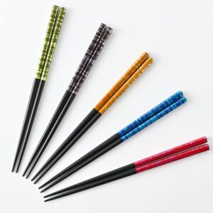 [Made in our own factory in Obama, Fukui Prefecture] [Chopsticks Factory] Dishwasher-safe Lacquered Chopsticks, Dyed Kasuri, Set of 5