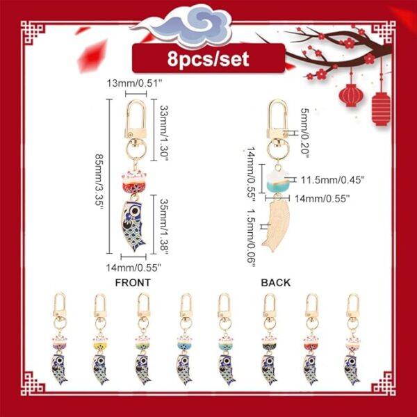 PH PandaHall 8 Maneki Neko Keychain Key Ring, Smartphone Strap, Carp Banner, Carp Streamer, Japanese Style, Cute Cat Pendant, Wallet, Bag Decoration, Charm, Good Luck, Amulet, Accessory, New Year - Image 2