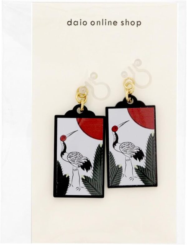 Daio Seisakusho Flower Card Earrings, Japanese Souvenir, Japanese Style, Stylish, Flower Card Goods, Made in Japan, Lucky Charm, Coming of Age Ceremony, Non-Hole Earrings - Image 2