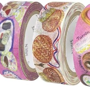 Kamiiso Sangyo Made in Japan Masking Tape SAIEN Artist Series (Spanish Sweets, Galette des Rois, Afternoon Tea, Belgian Sweets) Set of 4, 15mm x 10m, TR-1036