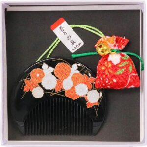 Matsumi Kogei Japanese Sachet Half-moon Comb Scent Set, 3.5 x 3.5 x 1.2 inches (9 x 9 x 3 cm), Black
