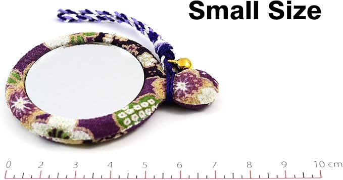 Flower Crepe Compact Mirror, Round Mirror, Japanese Pattern, Kimono Crepe (Purple) - Image 3
