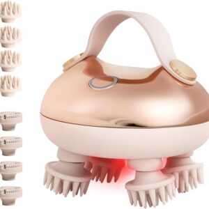 arboleaf Electric Scalp Brush, Scalp Care (Supervised by Estheticians), Head Spa, Scalp Cleaning, Scalp Care, Suitable for Scalp, Face/Whole Body, 3D Operation, Wide Range of Red LED Esthetics, Beauty