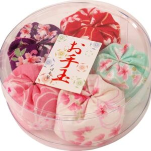 Matsumi Kogei Beanbag Made in Japan, Round Plastic Case, Cherry Blossom Pattern, 5 Pieces, Japanese Pattern
