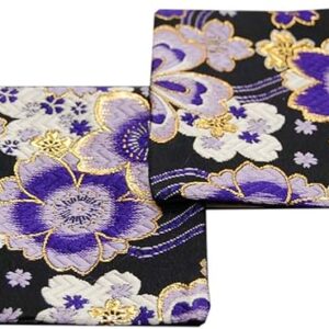 Set of 2 Japanese-style Brocade Kimono Coasters (Murasakino)