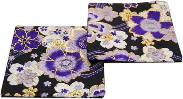Set of 2 Japanese-style Brocade Kimono Coasters (Murasakino)