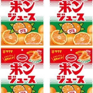 Sakuma Confectionery Pongjuice Gummy, 1.1 oz (32 g) x 4, Mandarin Orange Pong Juice, Gummy, Fruit Juice, Snacks, Sakuma