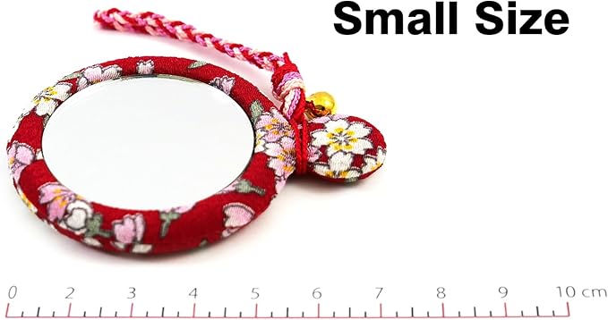 Flower Crepe Compact Mirror, Round Mirror, Japanese Pattern, Kimono Crepe - Image 3