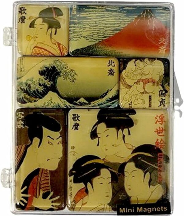Ukiyo-e Magnets Set of 6 Ukiyo-e Japanese Magnets Souvenir Katsushika Hokusai Red Fuji Hokusai Namuraku Karaku Utamaro Vidro Sanbijin Kunisada Sumo Prints Kitagawa Utagawa Utagawa Utagawa Kunisada