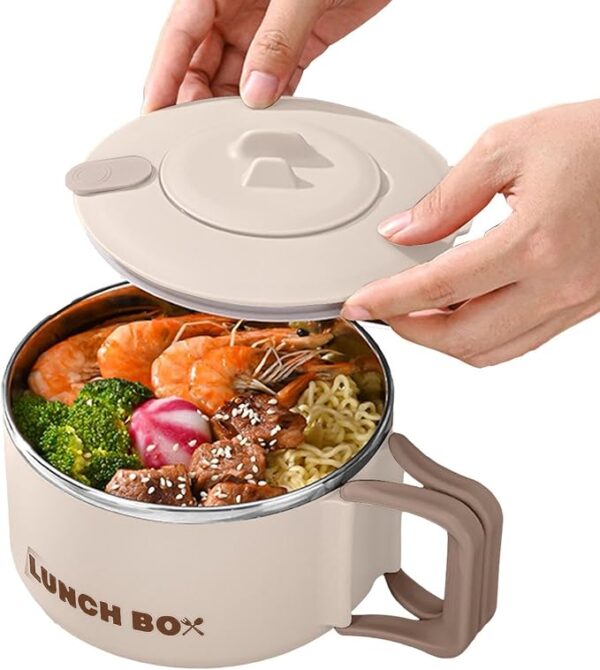 ramen bowl with lid | 1200l ramen bowl ramen cooker | Japanese ramen bowl, stainless steel noodle cooker, portable bowl for home, office, dorm room uskela