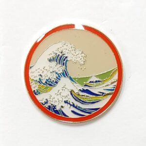 Pin Badge, Hokusai, Namiura, Ukiyo-e, Katsushika Hokusai, Souvenir, Japanese Style, Tourism, Local, Old-fashioned, Traditional, Folk Art, Travel