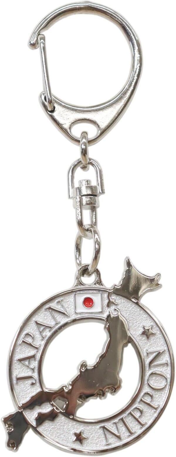 Castle Enterprise Japan Souvenir Keychain (Japan Map Watermark, Silver)