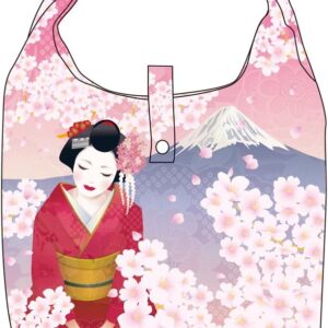 Nol Corporation ECZ-1-33 Eco Bag, Japanese Pattern, Foldable, Storage Bag Included, Maiko x Cherry Blossoms