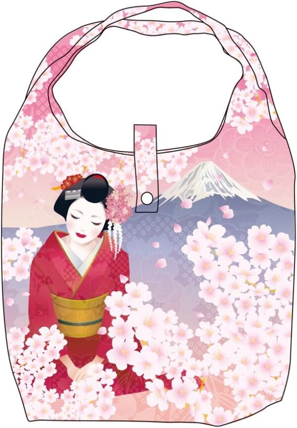 Nol Corporation ECZ-1-33 Eco Bag, Japanese Pattern, Foldable, Storage Bag Included, Maiko x Cherry Blossoms