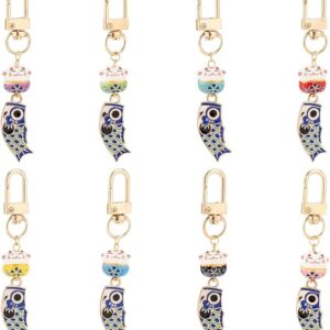 PH PandaHall 8 Maneki Neko Keychain Key Ring, Smartphone Strap, Carp Banner, Carp Streamer, Japanese Style, Cute Cat Pendant, Wallet, Bag Decoration, Charm, Good Luck, Amulet, Accessory, New Year