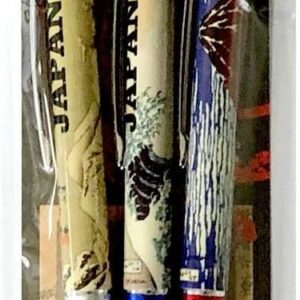 Ukiyo-e Ballpoint Pen Set of 3 Black Ink Katsushika Hokusai Red Fuji Namiura Funny Unique Japanese Souvenir Homestay Souvenir Ballpoint Pen