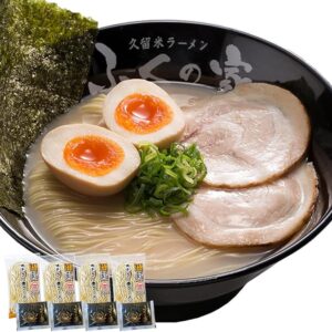 Kurume Rich Tonkotsu Ramen (4 servings) [Ramugi, Semi-dried Thin Noodles, Soup Set]