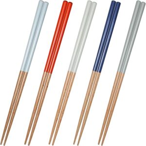 HAYATE Brand Chopsticks Stylish, Dishwasher Safe, Natural Wood, 9.1 inches (23 cm), Chopsticks with Anti-Slip Treatment (Fashionable Set of 5 Pairs)