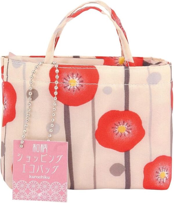 Kurochiku Japanese Pattern Shopping Eco Bag, Flower Housing Plum
