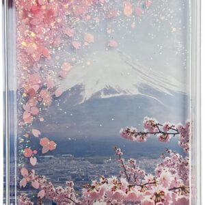 XIOUDO Mt. Fuji x Cherry Blossom Moving Sand Art Magnet, For Refrigerators, Stylish Interior Decoration, Japanese Design, Japanese Souvenir, Gifts, Artisan's Supervision, Cherry Blossom Dancing Magnet